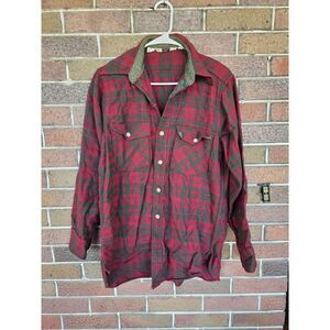 Vtg Woolrich Wool Shirt Jacket Sz 15 Red Plaid Y2K Hunting Shacket 10203